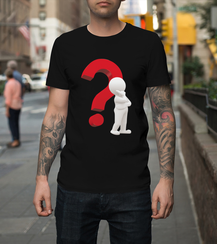 Question Mark Red Large Symbol White Figure T-Shirt