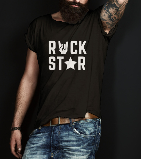 ROCKSTAR Hand Sign Star T-Shirt