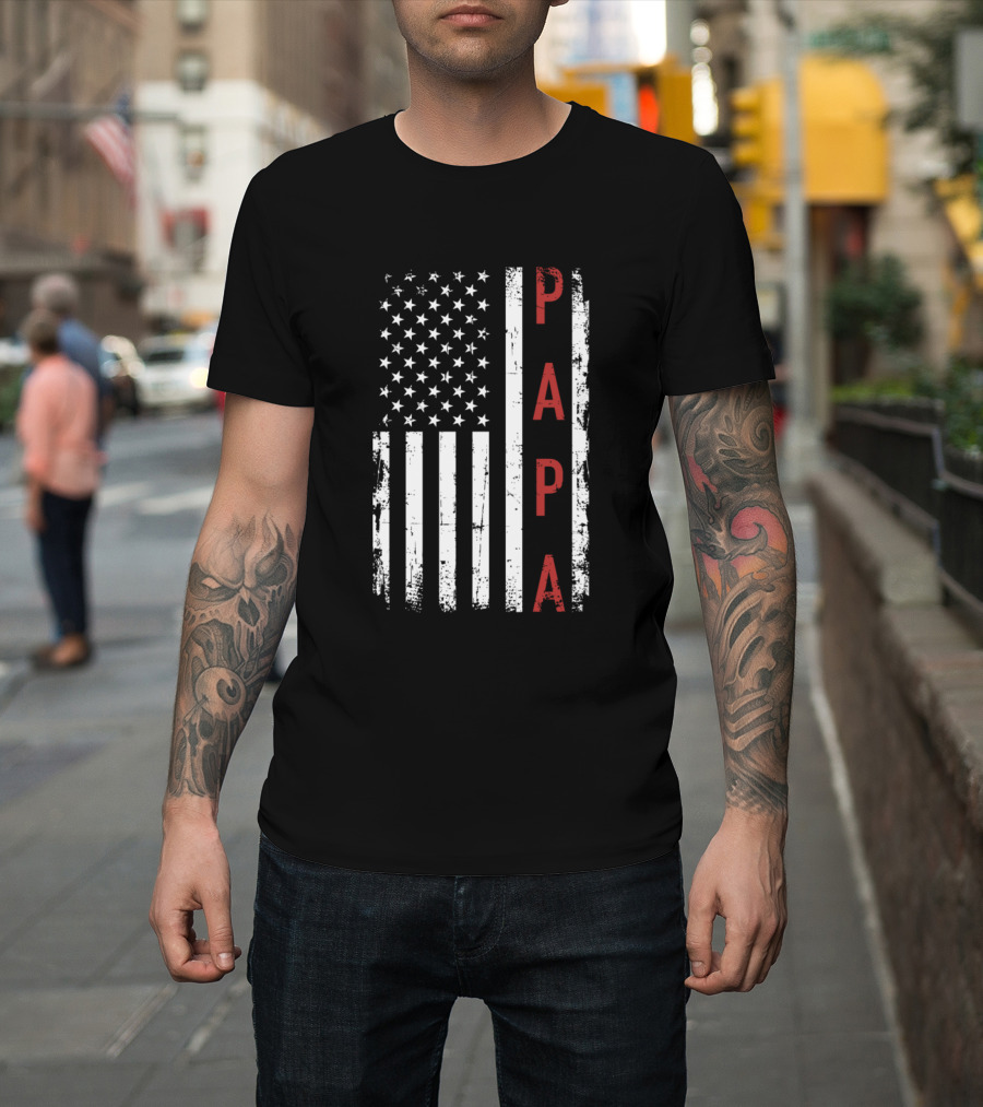 Papa American Flag T-Shirt