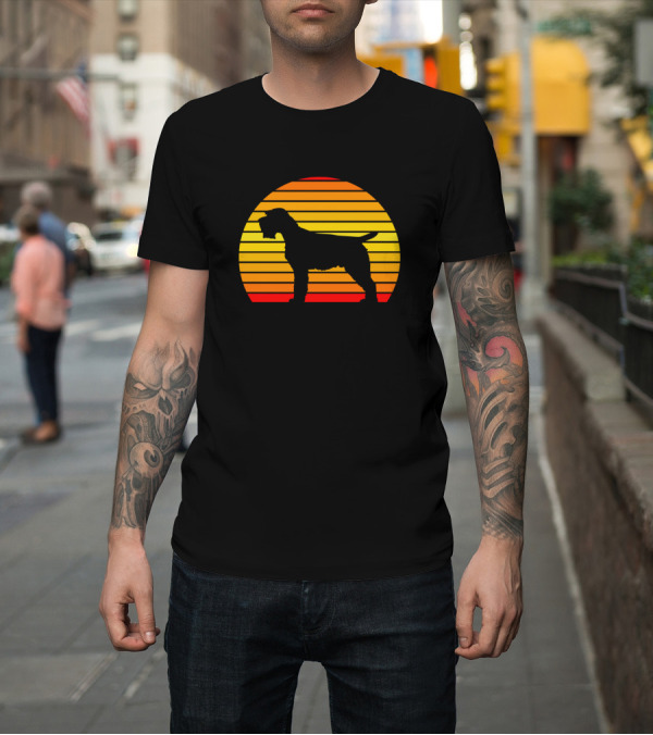 Shirt: Wirehaired Pointing Griffon Silhouette Against Sunset Stripes T-Shirt Wirehaired Pointing Griffon Silhouette Against Sunset Stripes T-Shirt