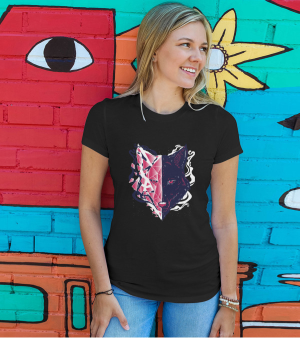 Geometric Abstract Wolf Head Wild Life T-Shirt