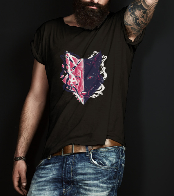 Geometric Abstract Wolf Head Wild Life T-Shirt