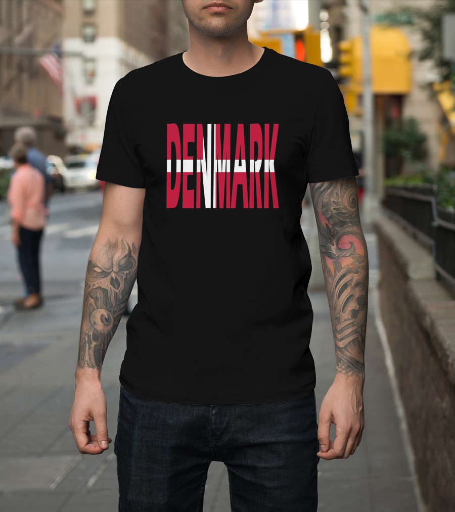 Denmark Flag Typography Text T-Shirt