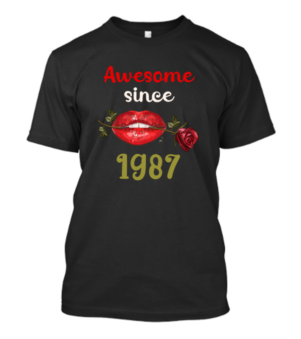 Awesome Since 1987 Lips Rose T-Shirt