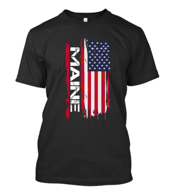 Maine Distressed USA Flag T-Shirt