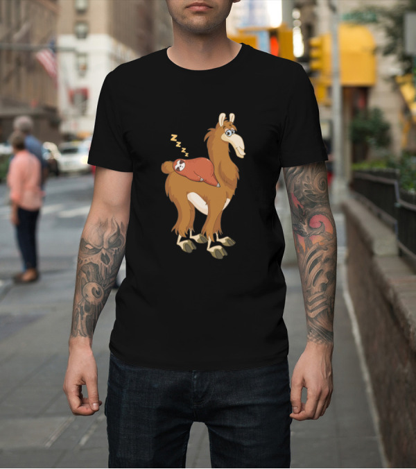 Shirt: Llama With Sleeping Sloth Funny Llama Sloth Zzzz T-Shirt Llama With Sleeping Sloth Funny Llama Sloth Zzzz T-Shirt