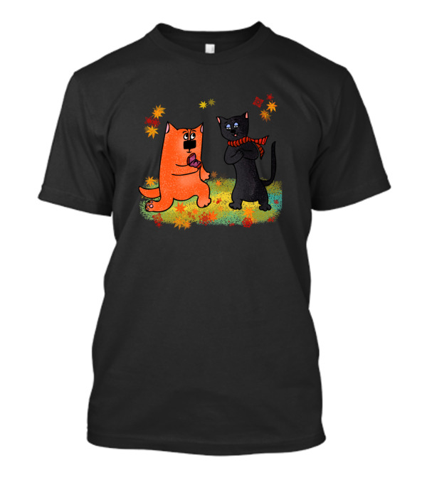 Cute Cats Married Autumn Leaves T-Shirt
