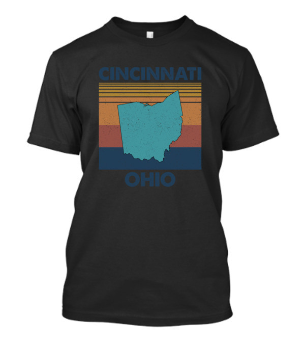 Cincinnati Ohio Vintage Style State Outline Retro Sunset Stripes T-Shirt