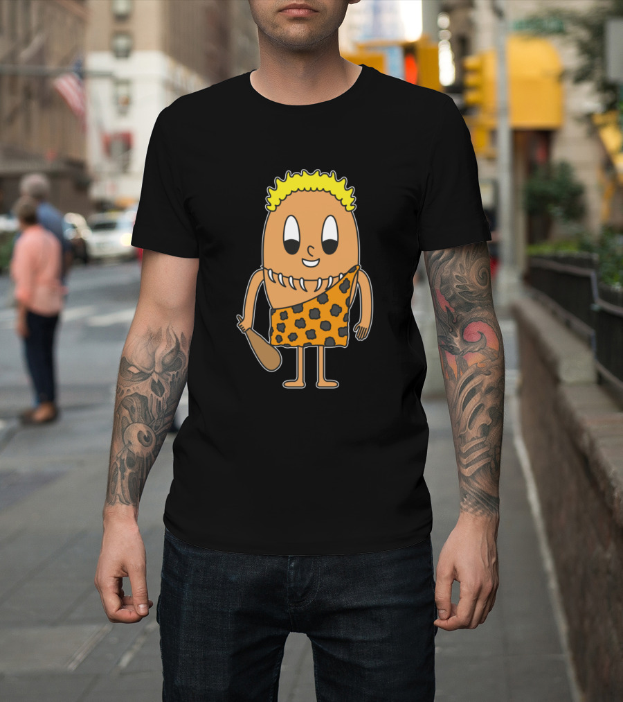 Stone Age Cartoon Caveman Egg Character T-Shirt