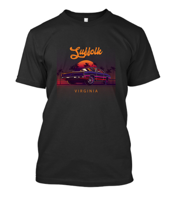 Suffolk Virginia Vintage Muscle Cars Retro Sunset Scene T-Shirt