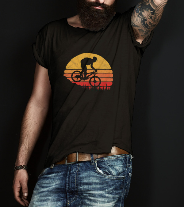 Vintage Mountain Biking Outdoor Retro Sunset Biker T-Shirt