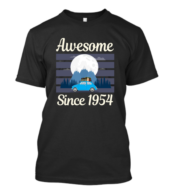 Awesome Since 1954 Blue Car Moon Adventure T-Shirt