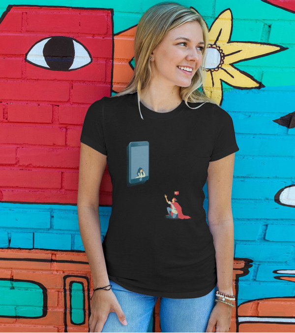 Digital Love Superhero Messaging Connection T-Shirt