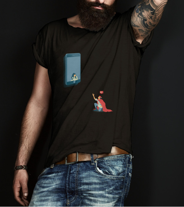 Digital Love Superhero Messaging Connection T-Shirt