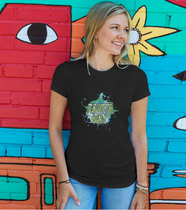 Earth Day Green Blue Paint Splatter T-Shirt