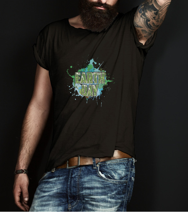 Earth Day Green Blue Paint Splatter T-Shirt