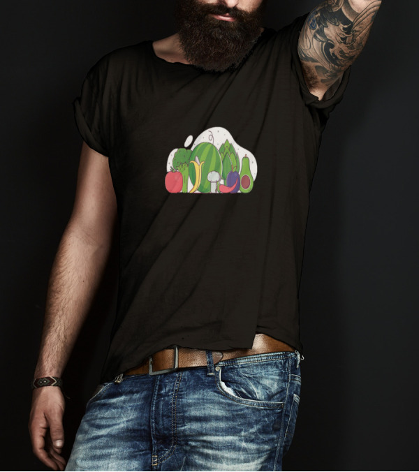 Vegetarian Food Apple Banana Watermelon Broccoli Cauliflower Avocado Artichoke Plum T-Shirt