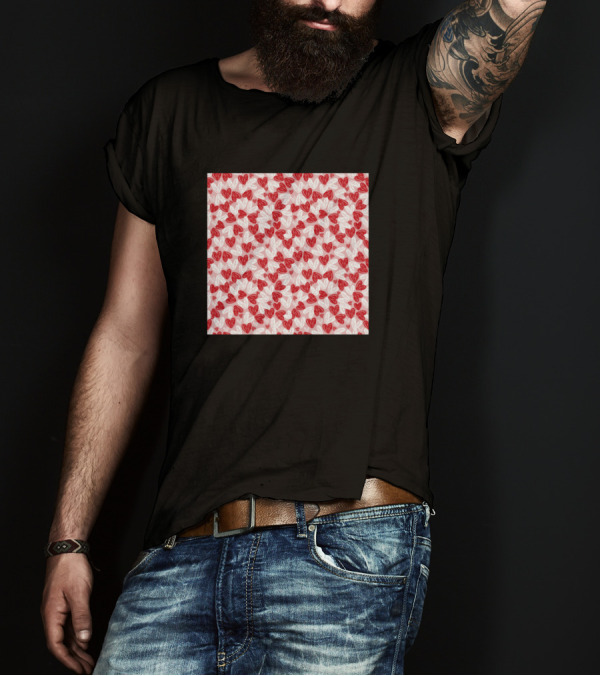 Beautiful Red And White Hearts T-Shirt