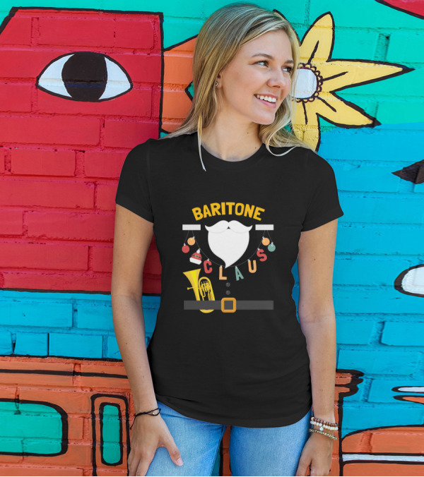 Baritone Claus Santa Mustache Holiday Trombone Ornaments T-Shirt