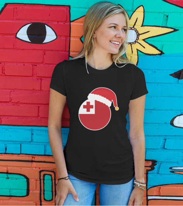 Christmas Santa Hat Tonga Flag T-Shirt