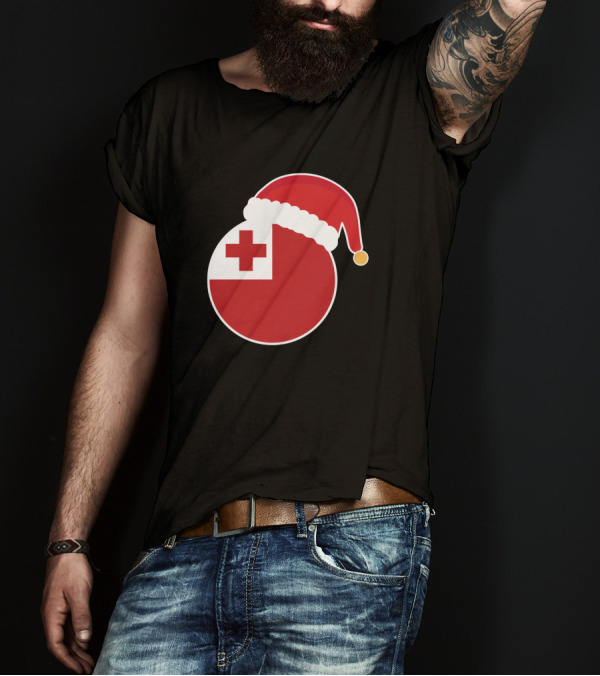 Christmas Santa Hat Tonga Flag T-Shirt