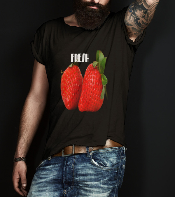 FRESH Strawberries Duo Vibrant Red Green Leaves T-Shirt