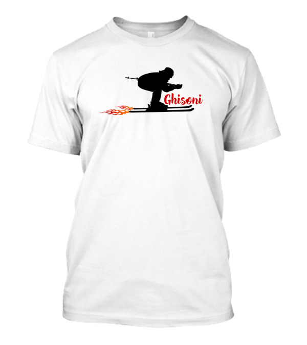 Ghisoni France Skiing Silhouette With Flames T-Shirt
