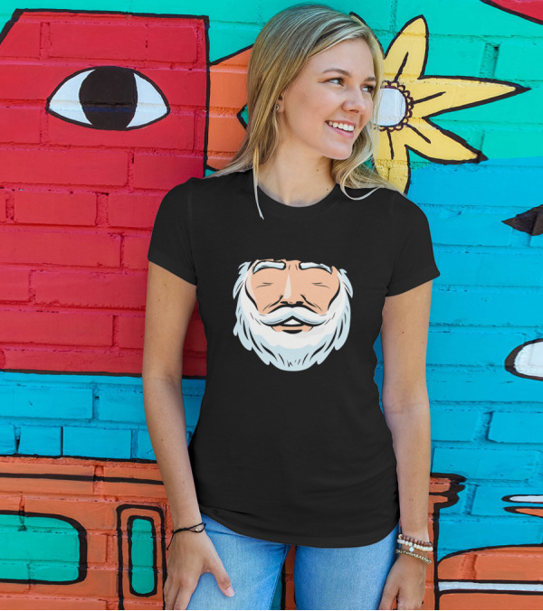 Christmas Face Santa Beard Mouth Holiday T-Shirt