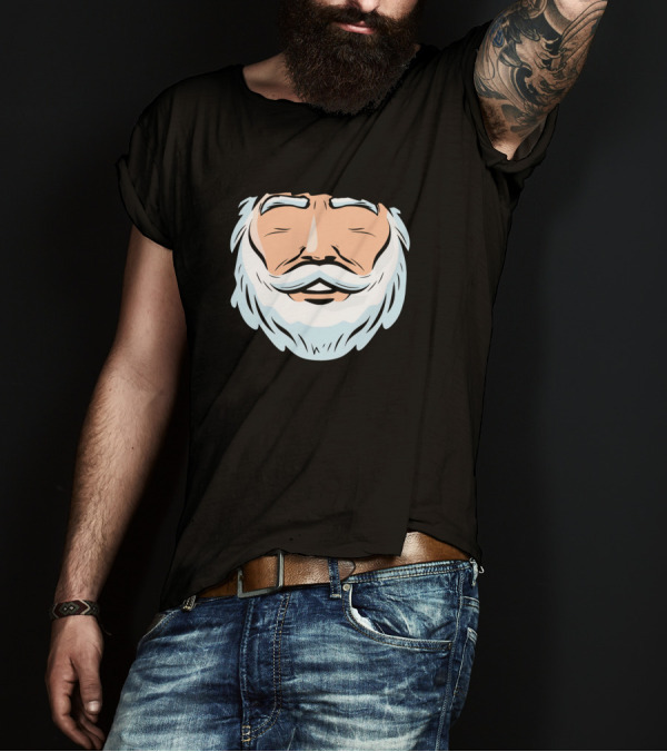 Christmas Face Santa Beard Mouth Holiday T-Shirt