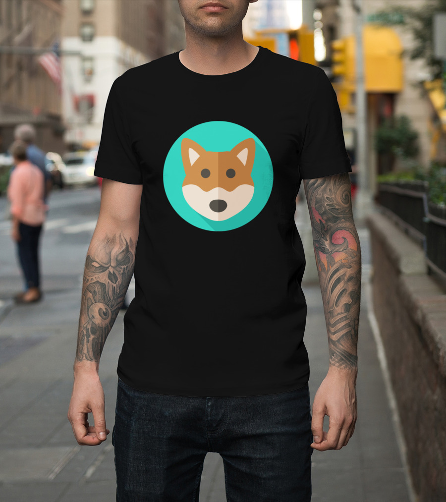 Corgi Dog Head Cartoon Flat T-Shirt
