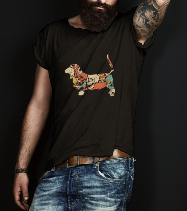Basset Hound Skull Zombie T-Shirt