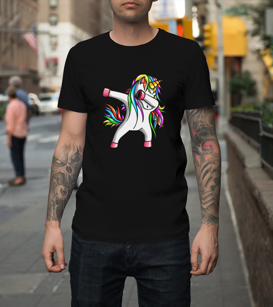 Dabbing Unicorn Rainbow Funny Dance Dab T-Shirt