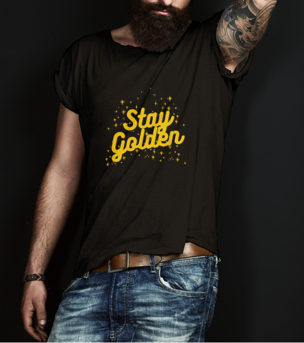 Stay Golden Ua Inspiring Sparkle Typography T-Shirt