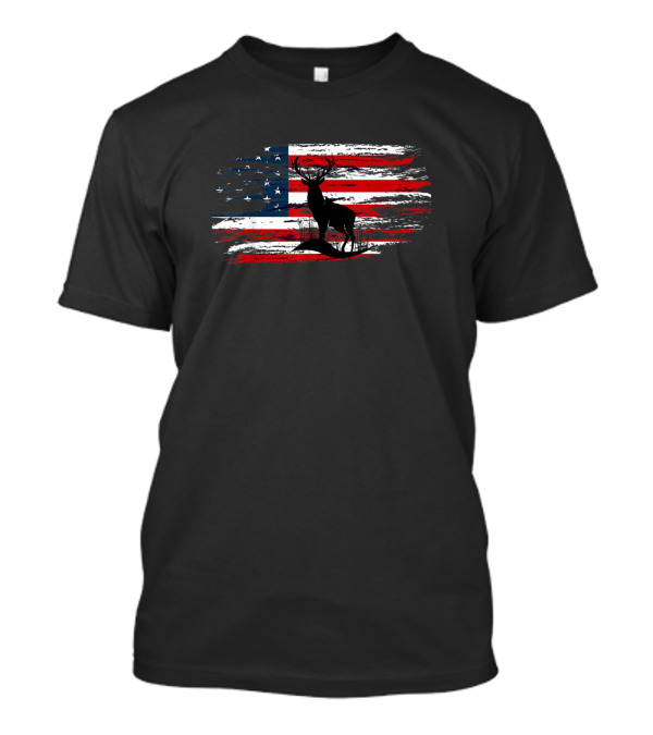 American Deer Hunter Patriotic Vintage US Flag Hunter T-Shirt