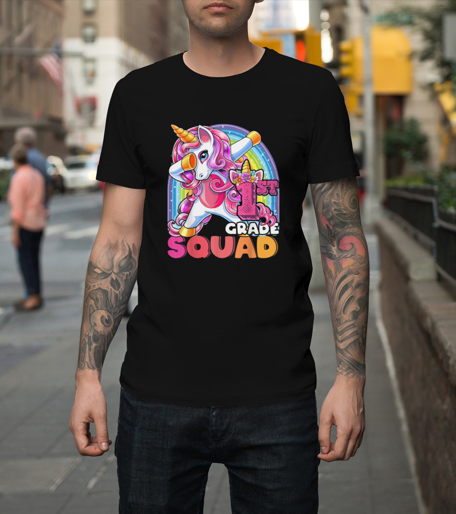 1st Grade Squad Dabbing Unicorn Rainbow Back to School T-Shirt