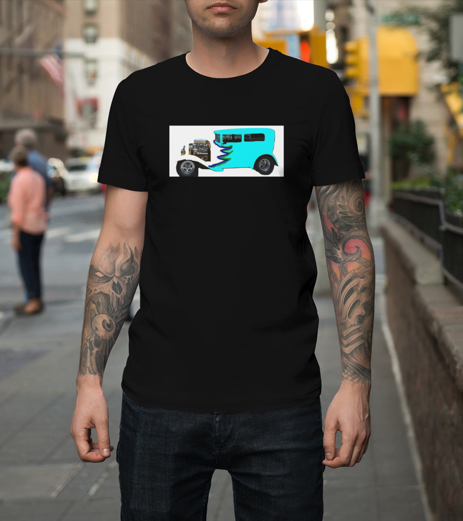 Ice Hot Rod Classic Vintage Car in Blue and White T-Shirt