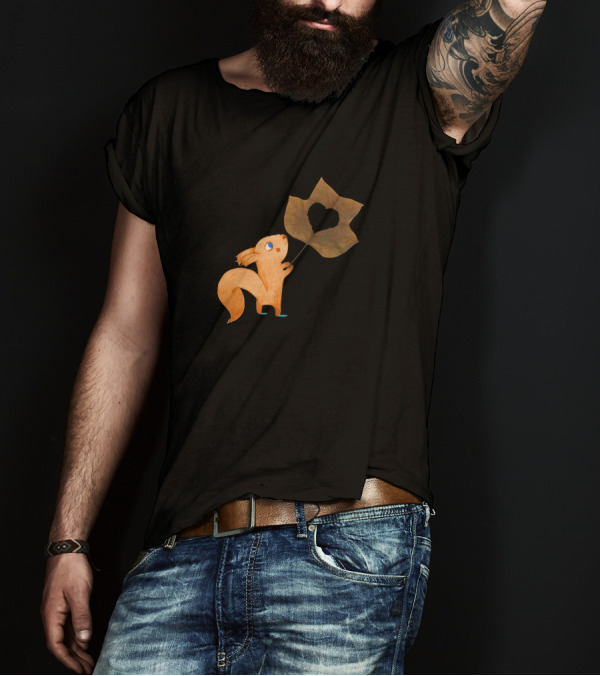 Squirrel Holding Heart-Shaped Leaf T-Shirt