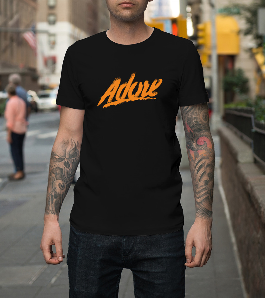 Adore Bold Brush Stroke Orange Text T-Shirt