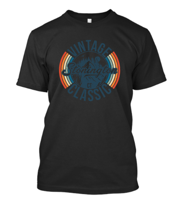 Vintage Classic Stonington CT Retro Moonlit Forest T-Shirt