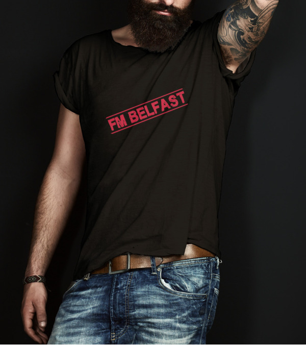 FM Belfast Band Text Red Stamp T-Shirt