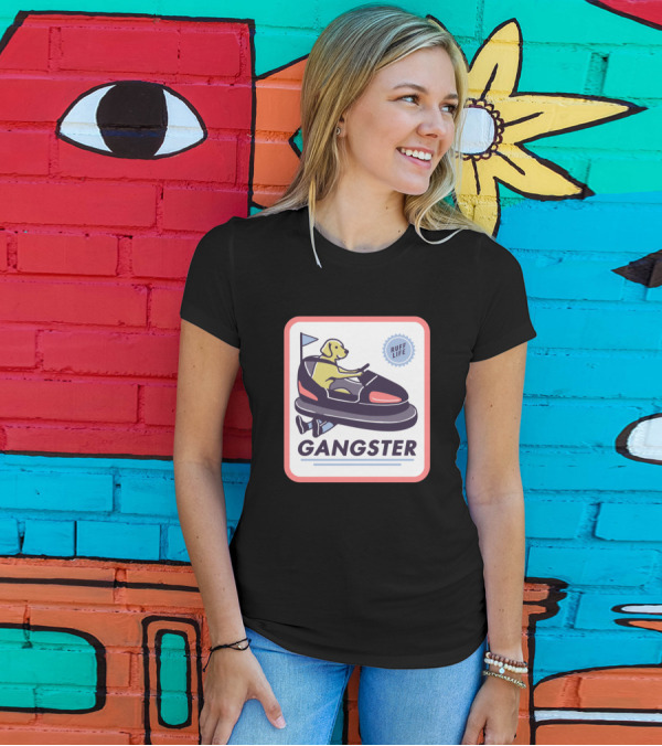 Gangster Ruff Life Dog In Bumper Car T-Shirt