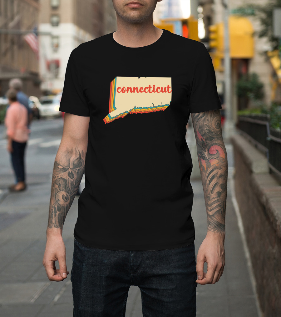 Connecticut Outline Vintage Retro Style Home State T-Shirt