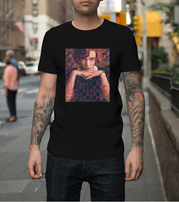 Shirt: The Queens Gambit Chess Portrait Mosaic T-Shirt The Queens Gambit Chess Portrait Mosaic T-Shirt