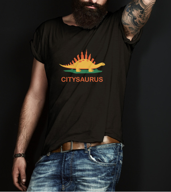 Citysaurus Dinosaur With Skyline Spikes T-Shirt