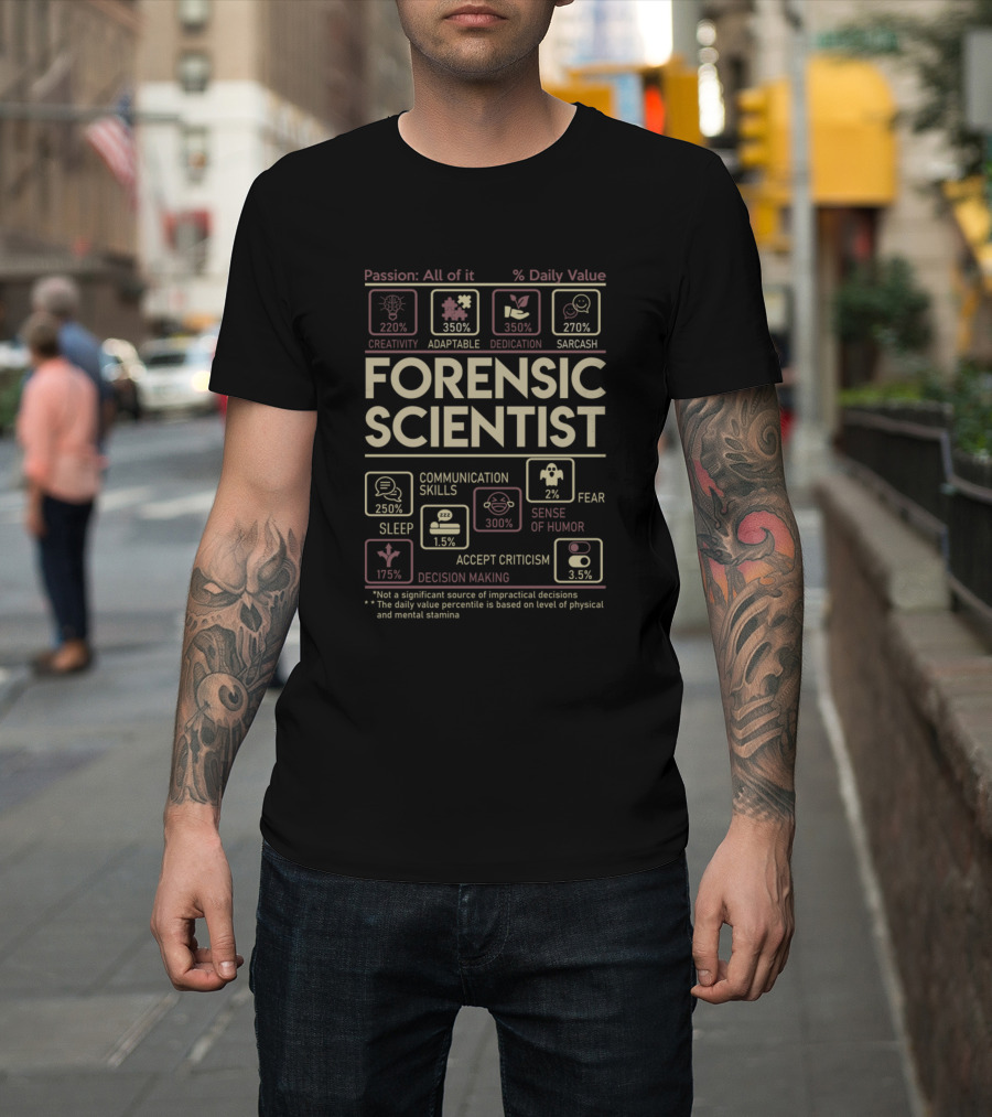 Forensic Scientist Multitasking Passion Creativity Dedication Adaptable Communication Skills T-Shirt