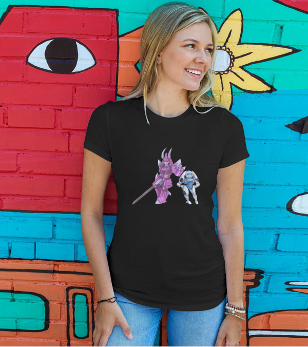 Terrible Duo Purple Armored Warrior And Blue Mecha Robot T-Shirt