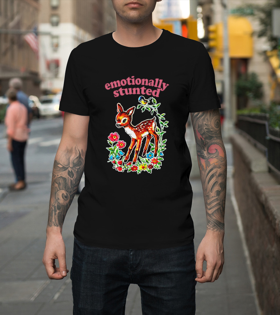Emotionally Stunted with Bambi and Flowers T-Shirt