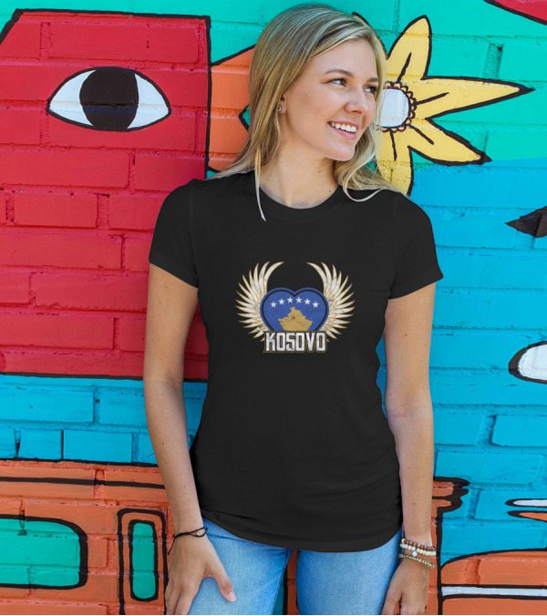 Kosovo Heart With Wings And Stars T-Shirt