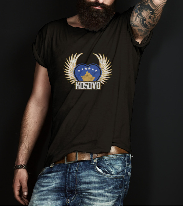 Kosovo Heart With Wings And Stars T-Shirt