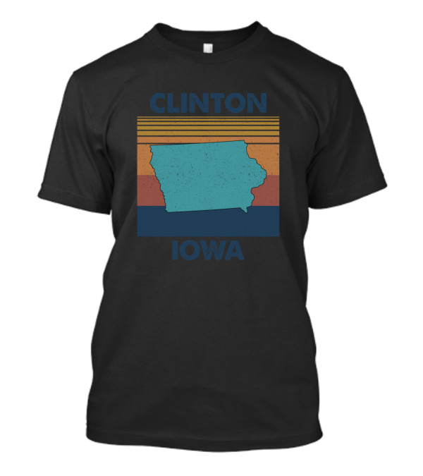 Clinton Iowa Retro Map T-Shirt